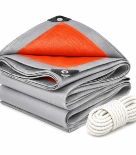 Orange Silver Waterproof Tarpaulin Cover Heavy Duty HDPE Tarp With Free Rope